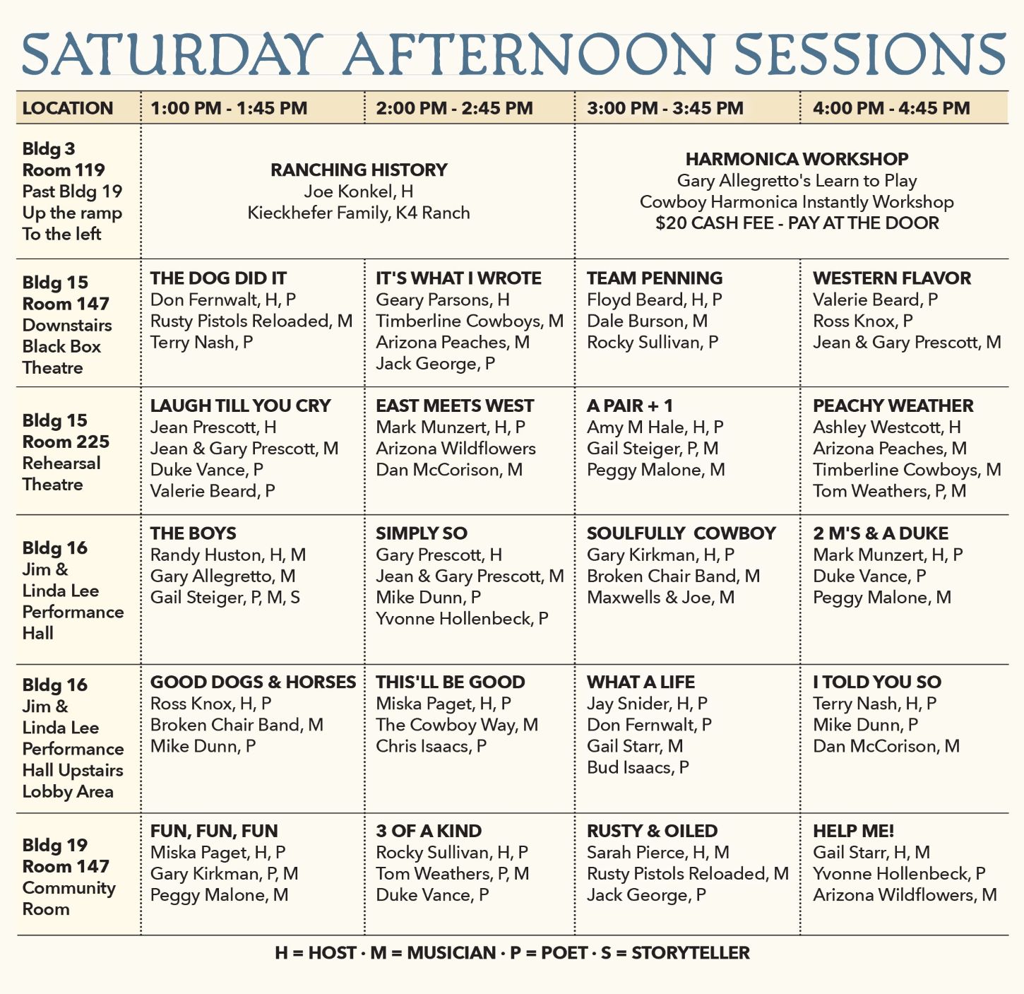 2025 Saturday Afternoon Sessions RS
